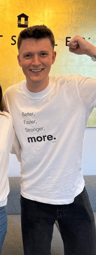 Mathias in a MORE t-shirt in France